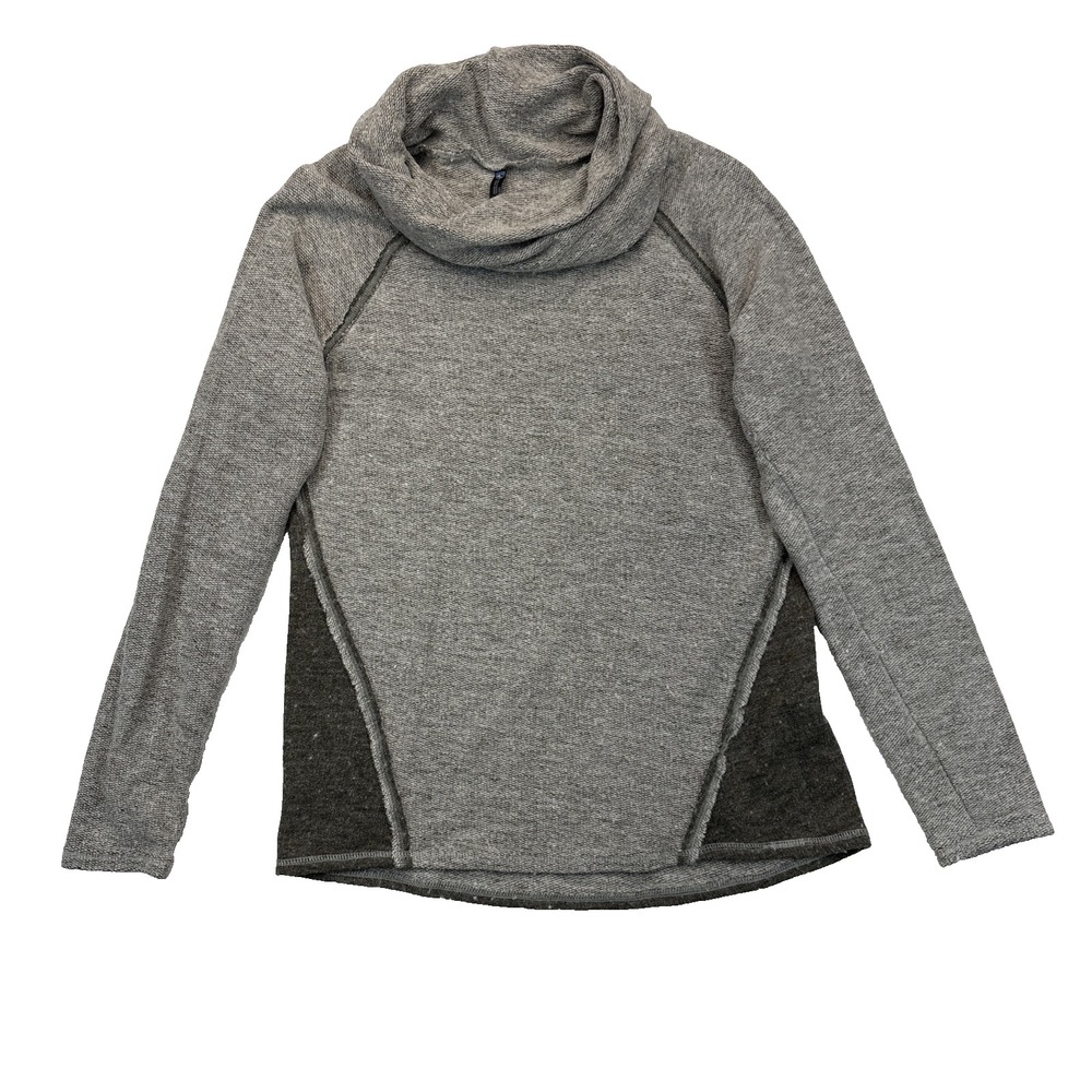 Kuhl Nova Pullover Cowl Neck Sweater Womens Size L Gray Raglan Sleeve Gorpcore